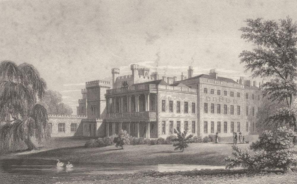 LANCASHIRE. Lancs. South East Front of Knowsley Hall. Allen. (Pyne) 1831 print